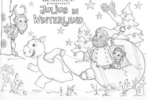 Heinose illustrator maakt kleurplaat voor film Julius in Winterland