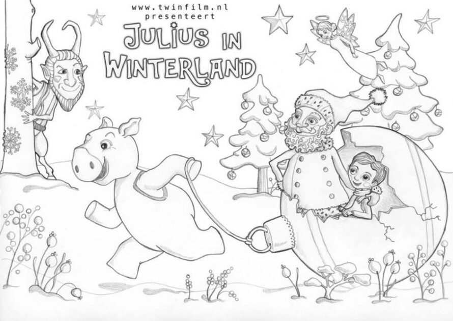 Heinose illustrator maakt kleurplaat voor film Julius in Winterland