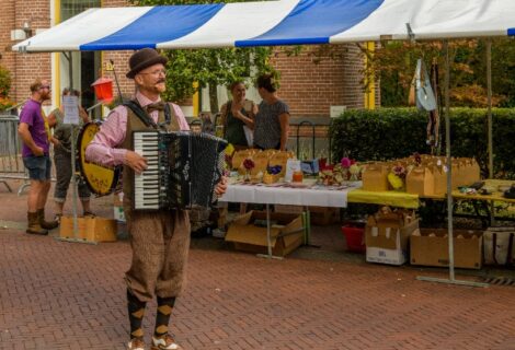 Donderse Markt vol met kraampjes, kleedjesmarkt en straattheater